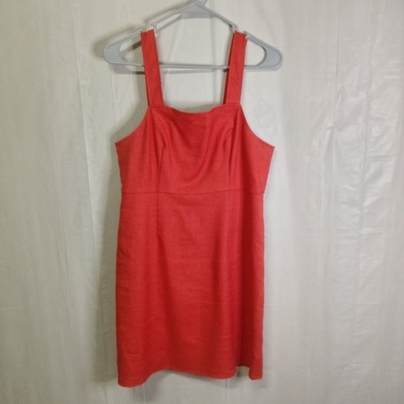 Re- Imagined by J.Crew Tank Sheath Dress Solid Rust Linen Blend SZ Petite 8P - Picture 1 of 11